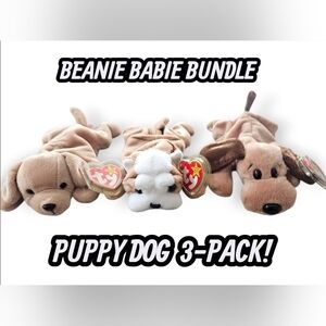Ty Beanie Babies Puppy Trio - Fetch, Wrinkles, and Bones